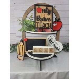 SCHOOL TEACHER TIERED TRAY HANDCRAFTED 8 PIECE SET